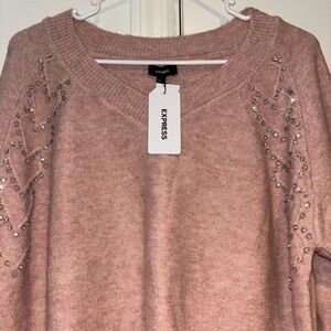 Express Blush Embellished Women's Sweater